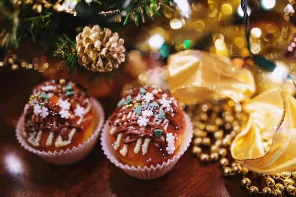 receta de cupcake de vainilla navideños